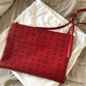 Authentic MCM Red Visetos Crossbody Bag